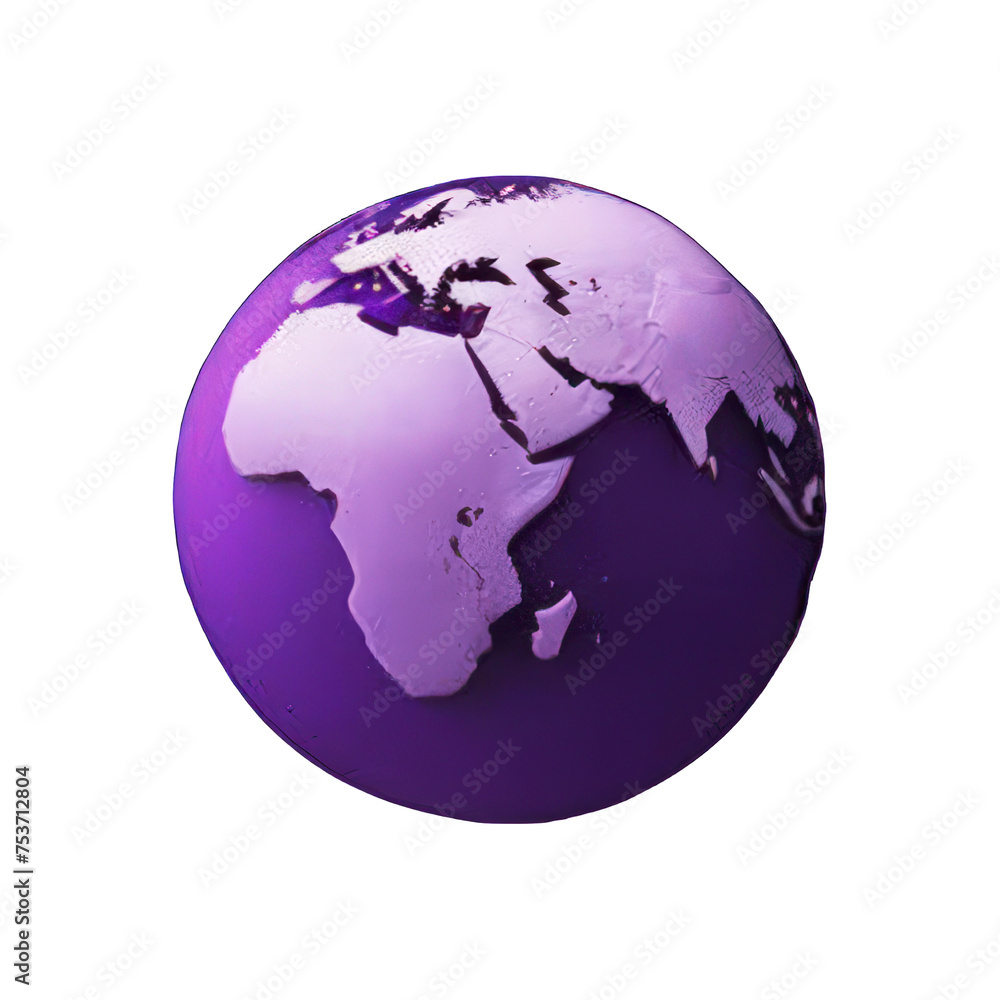 Fototapeta premium 3d purple globe isolated soft smooth lighting only png premium high quality