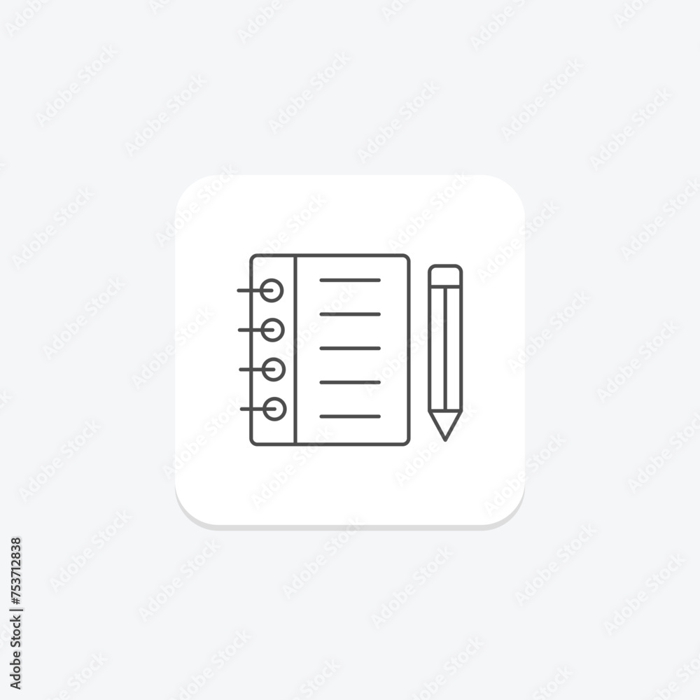 Homework Assignment icon, assignment, schoolwork, task, study thinline icon, editable vector icon, pixel perfect, illustrator ai file