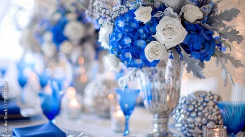 Cobalt blue and silver frost sleek winter elegance