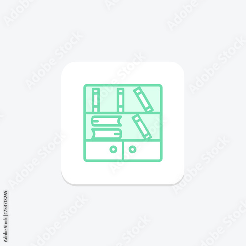 School Library icon, library, books, reading, resources duotone line icon, editable vector icon, pixel perfect, illustrator ai file