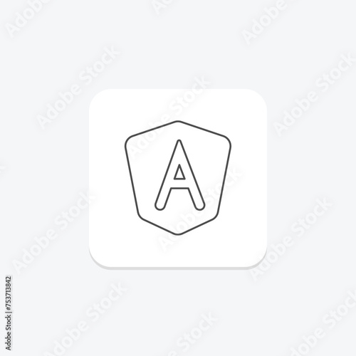 Angular icon, javascript, framework, frontend, web thinline icon, editable vector icon, pixel perfect, illustrator ai file
