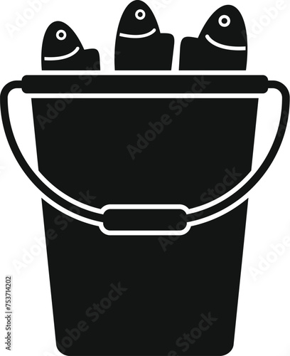 Full bucket of fish icon simple vector. Icy day season. Landscape outdoor