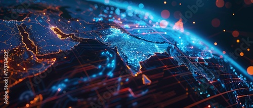 A Digital Tapestry Connecting Continents-Europe's Central Role in the Digital Sphere. Global Communications. global connectivity on earth, data transfer international telecommunication.