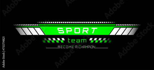 Racing. A sample of the design of the team of racers, fans. A template for a print on a T-shirt, clothes and souvenirs. Design of typography, banner poster. Modern style