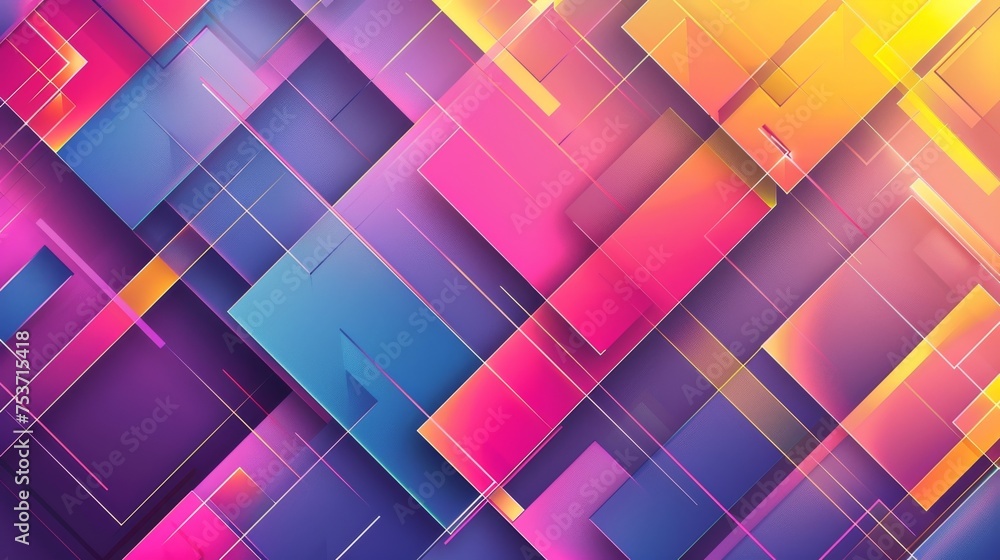 Geometric patterns with bright color gradients and light reflections - obrazy, fototapety, plakaty 