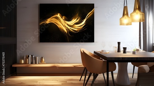Modern Dining Room Decoration: Stylish and Elegant Interior Design Ideas, Large Painting Wall Decoration for Contemporary Dining Rooms, Chic and Trendy Dining Room Furniture: Modern Interior Design, © Baloch Arts