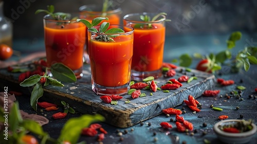 collection of goji berry juice, rich in antioxidants and immune-boosting compounds photo