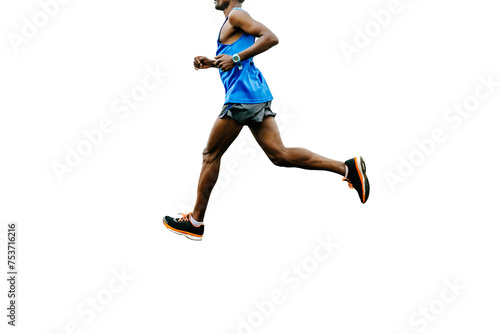 african runners running marathon race, dressed in bright sports clothes, isolated on transparent background