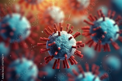 3d rendered illustration of a virus, 3d render of virus in abstract background. Witness the immune system's fight against pathogens, Virus cells close up, Ai Generated photo