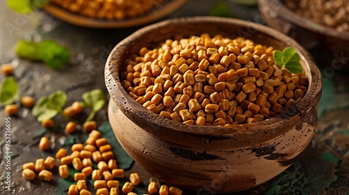 collection of fenugreek capsules, rich in fiber and protein