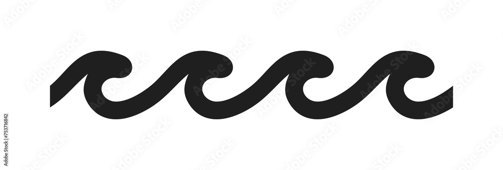 Minimal blue ocean, sea wave ornament icon. Line art waves Minimal blue ocean, sea wave ornament icon. Line art waves