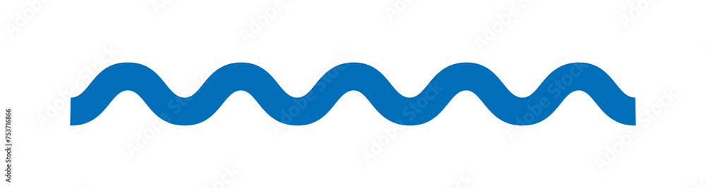 Minimal blue ocean, sea wave ornament icon. Line art waves - obrazy, fototapety, plakaty 