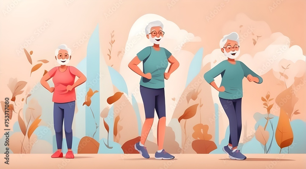 animated person aging 70 years exercising to show health awareness on world health day animated person aging 70 years exercising to show health awareness on world health day