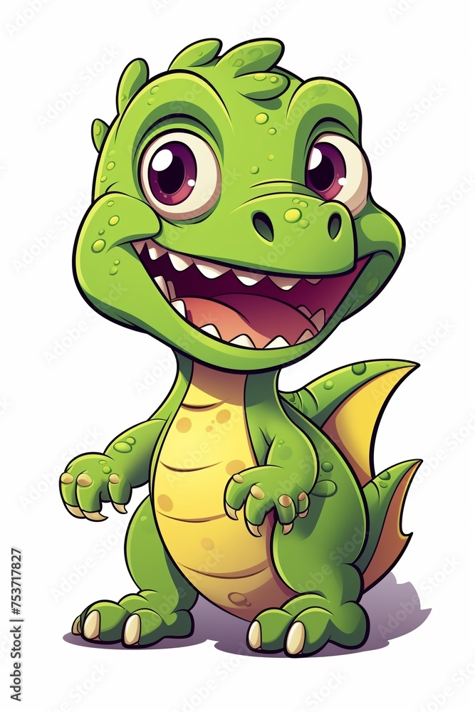 Fototapeta premium Cartoon dinosaur cute sticker art