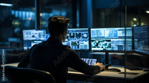 System security specialist working at system control center 