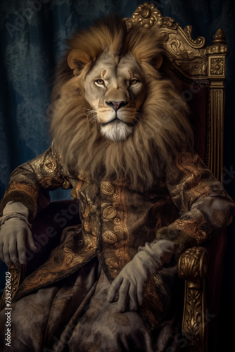Royal lion king portrait  anthropomorphic character