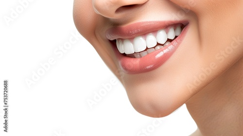 Young and beautiful indian woman smiling beautiful white teeth on white background. AI Generated.