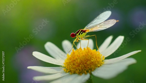 a single firefly perched on a beautiful wildflower