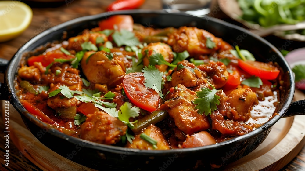 chicken karahi dish with tomatoes and spices