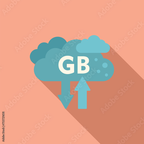 Cloud big data icon flat vector. Cloud size byte. Solid shutter hardware