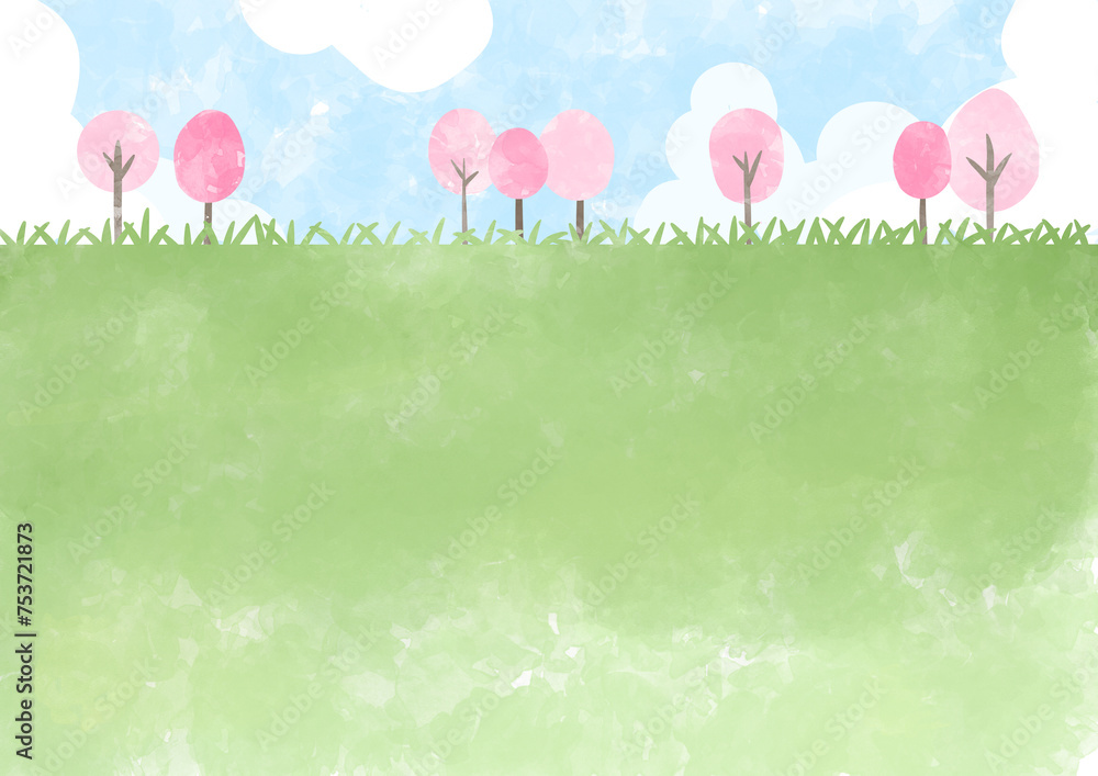 かわいい桜の青空背景イラスト