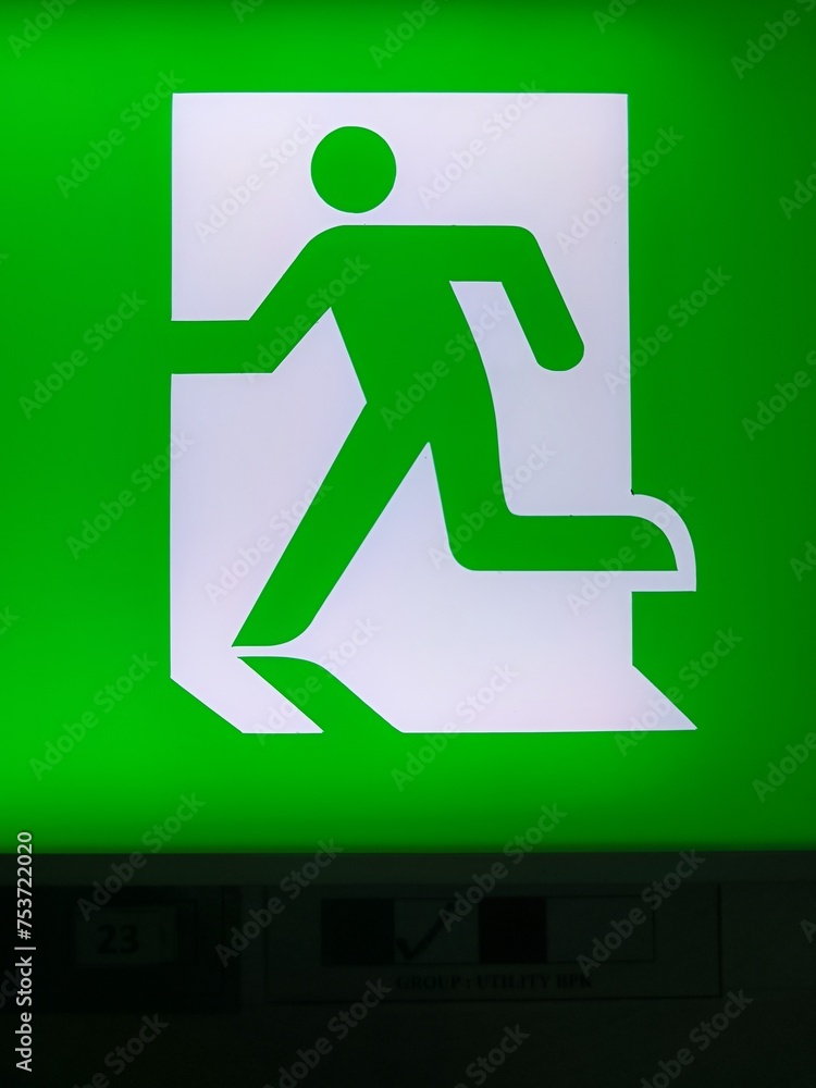 Green Exit Sign with Running Man Green Exit Sign with Running Man