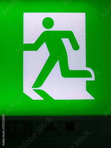 Green Exit Sign with Running Man