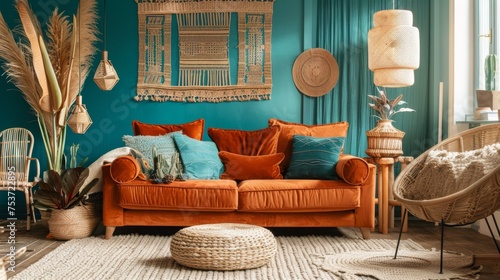 Terracotta and teal earthy boho chic style