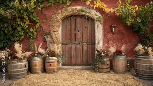 Tuscan red and straw gold rustic vineyard theme © furyon
