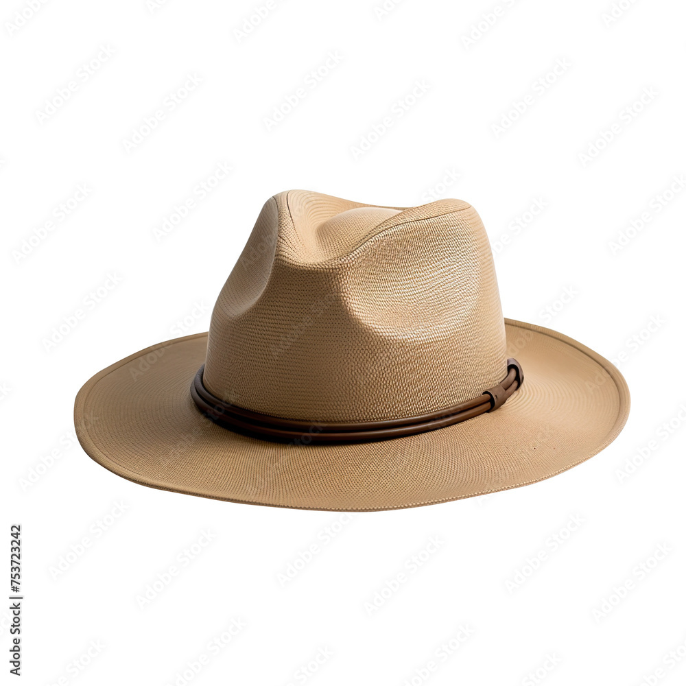 brown hat isolated on transparent background, clipping path, png file, 