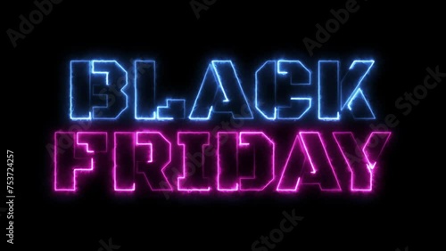 Black Friday animation with a minimalist blue and pink neon effect. Ideal for advertising, banners and promotional materials