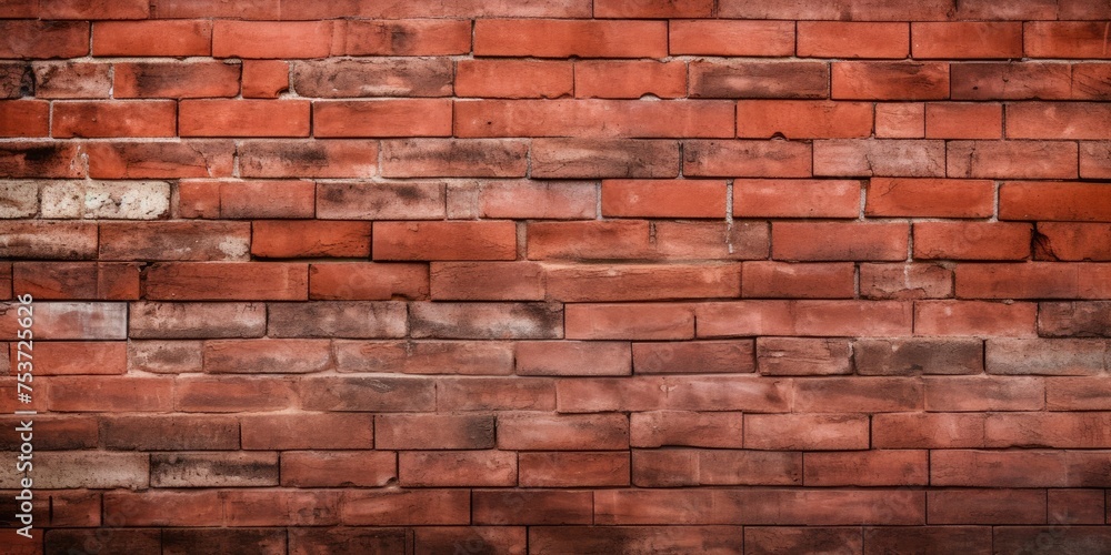 Fototapeta premium Background of a red brick wall with a textured surface.