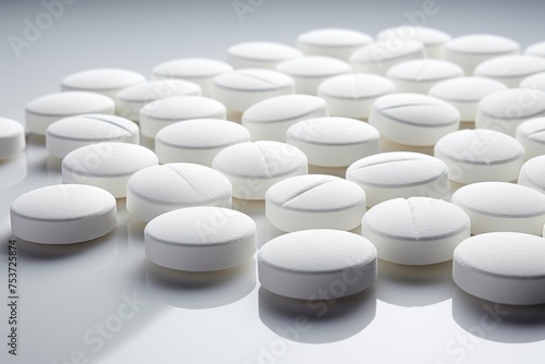 White pills on white background Symbolic image for pharmaceutical products