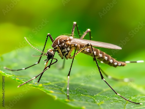 Mosquito close-up macro, dangerous parasite insect © inspiretta