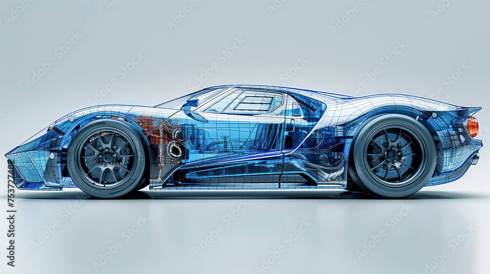 a side of the image is in blueprint technical drawing style of a experimental car,generative ai a side of the image is in blueprint technical drawing style of a experimental car,generative ai