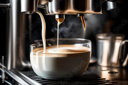 A close-up of milk being steamed for a latte, capturing the process of creating the perfect milk temperature and textre.
