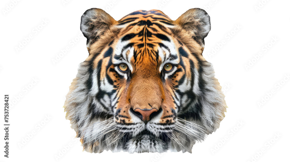 Tiger Face Shot Isolated on Transparent Background.png