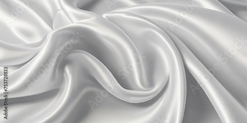Background with luxury white wavy silk or satin. Fabric white silk wave texture for background.
