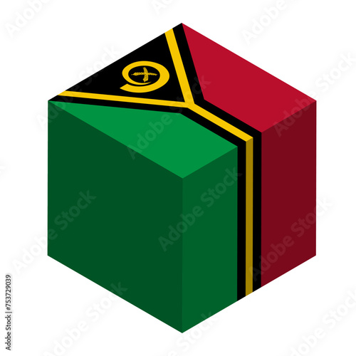 Vanuatu flag - isometric 3D cube isolated on white background. Vector object.