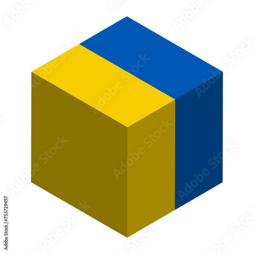 Ukraine flag - isometric 3D cube isolated on white background. Vector object. © pyty