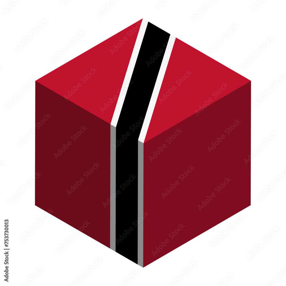 Trinidad and Tobago flag - isometric 3D cube isolated on white background. Vector object. Trinidad and Tobago flag - isometric 3D cube isolated on white background. Vector object.