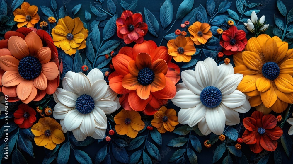 a close up of a bunch of flowers with leaves on the side of the flowers and leaves on the side of the flowers. a close up of a bunch of flowers with leaves on the side of the flowers and leaves on the side of the flowers.