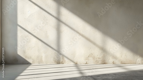 Beige Plaster Wall with Shadows of Sunlight. Elegant Background for Product Presentation