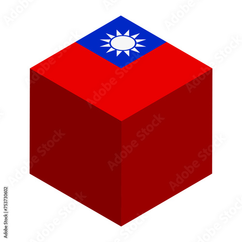 Taiwan flag - isometric 3D cube isolated on white background. Vector object.