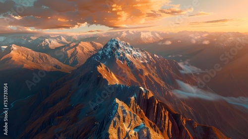 Golden Hour Majesty: A Cinematic View from One New Zealand Peak to Another in Stunning 16:9 Aspect Ratio