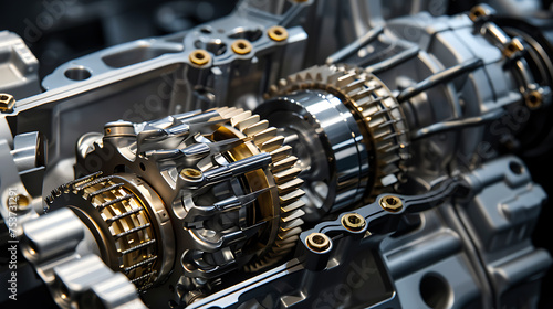 a close up of a metal gearbox in a car engine