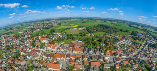 Burgheim im Donautal westlich von Neuburg im Luftbild photo