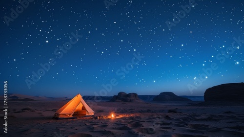 A night under the stars camping in the vast deserts of the Middle East