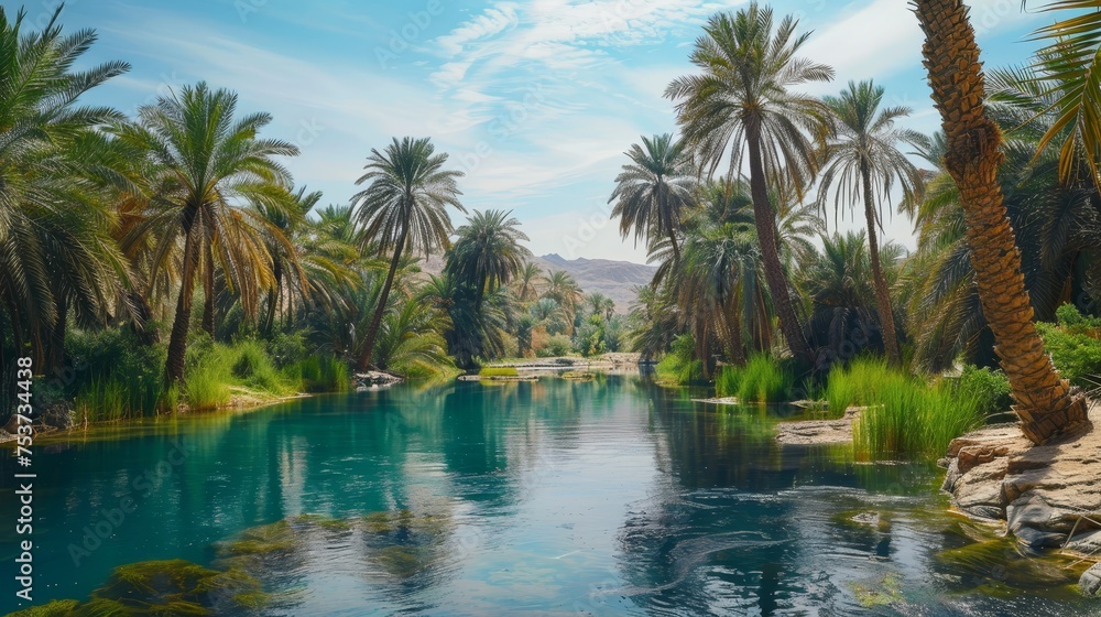 A serene desert oasis, a hidden gem for adventurers seeking solace and beauty A serene desert oasis, a hidden gem for adventurers seeking solace and beauty