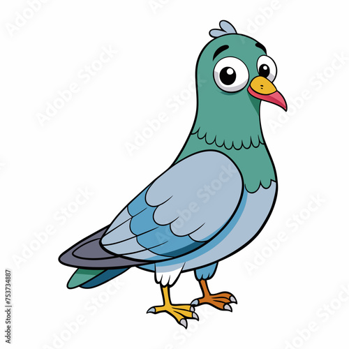 pigeon, dove, carrier pigeon, bird, poultry, avian, birdy, nestling, chick, auk, pet, vector, illustration, draw, cartoon, pretty, cute